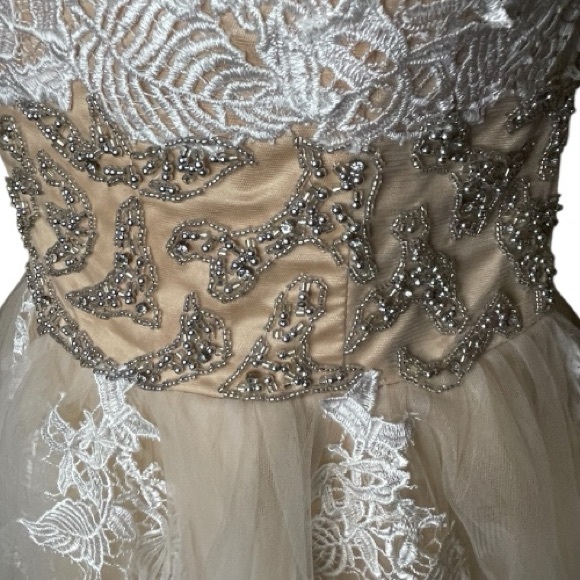 Hebeos Elegant Lace Dress in White and Cream - Picture 4 of 7